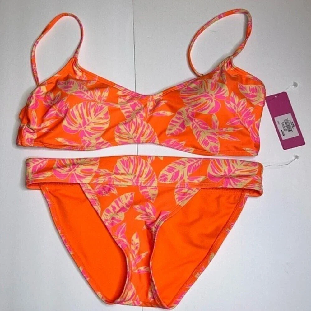 Ninety-nine DEGREES° Triangle Swim Top with Banded Hipster Swim Bottoms …
